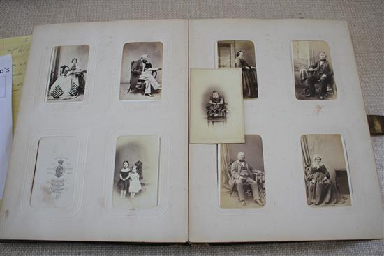 A Victorian photograph album containing 224 cabinet photographs of military figures, politicians, dignitaries, etc., qto, green moroc